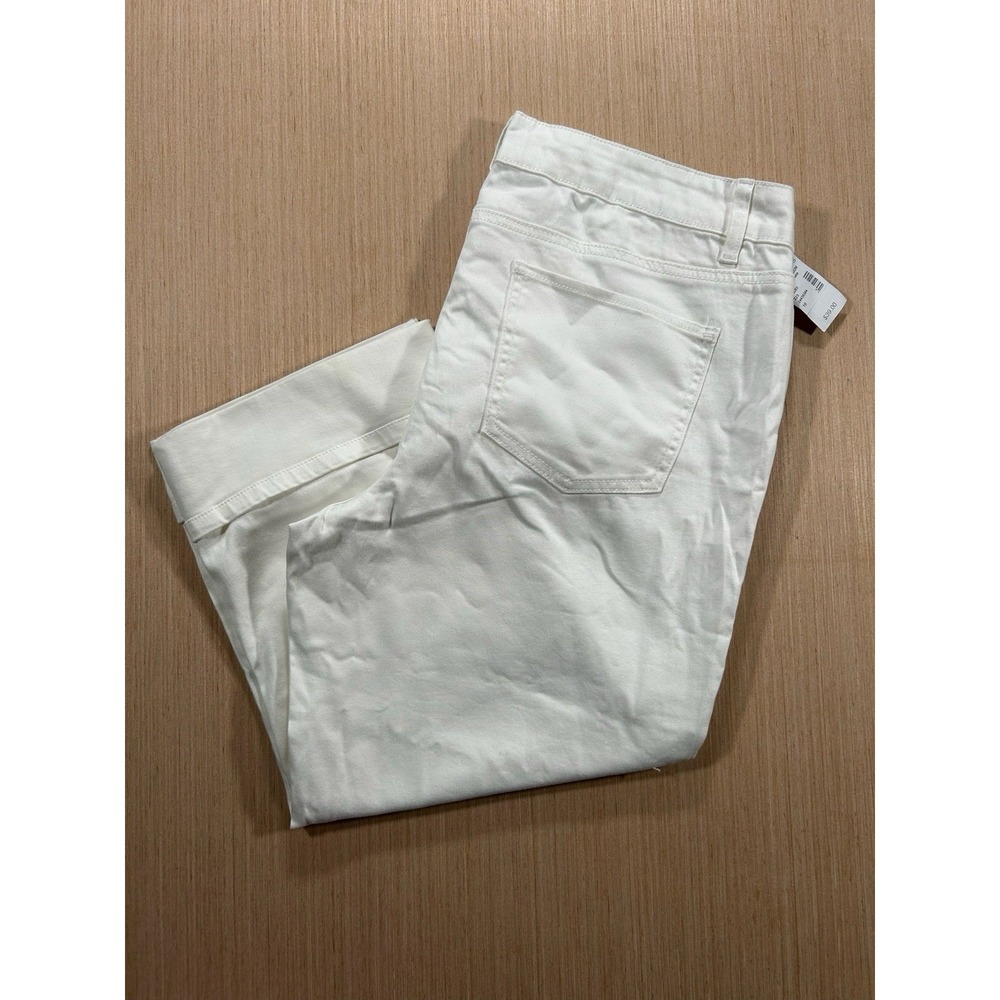 Maurices Mid Rise White‎ Cuffed Crop Pants NWT Sz 16